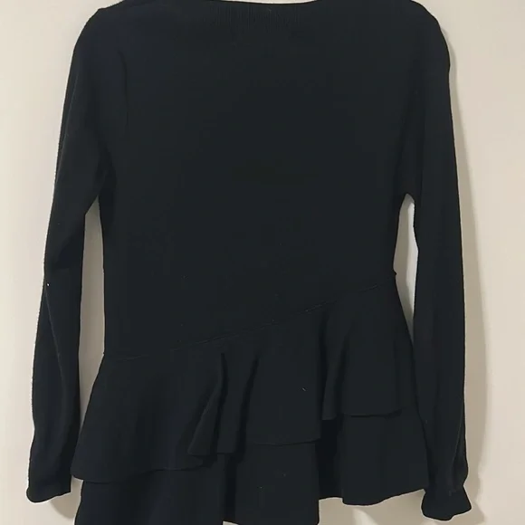 Black Asymmetrical Ruffle Top - Picture 2 of 3